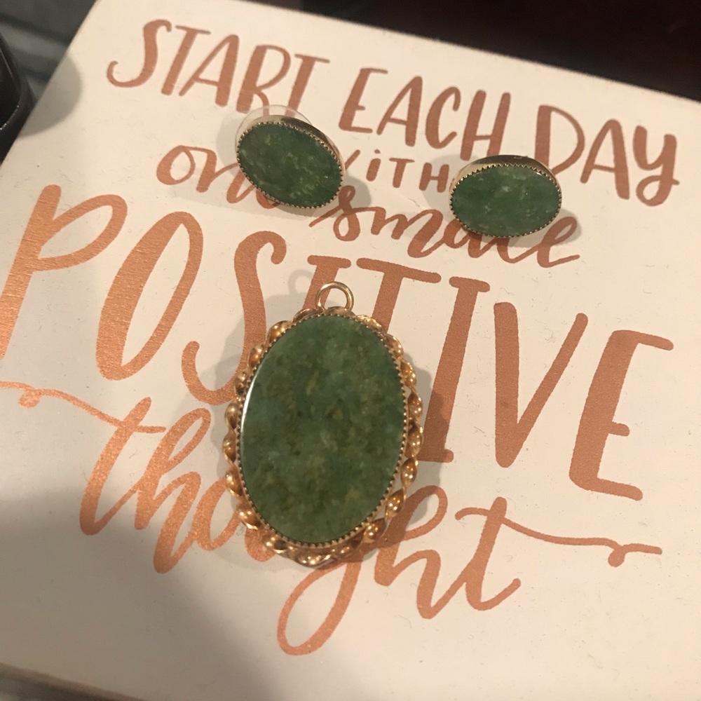 Vintage Gold Dipped Beautiful Jade Set